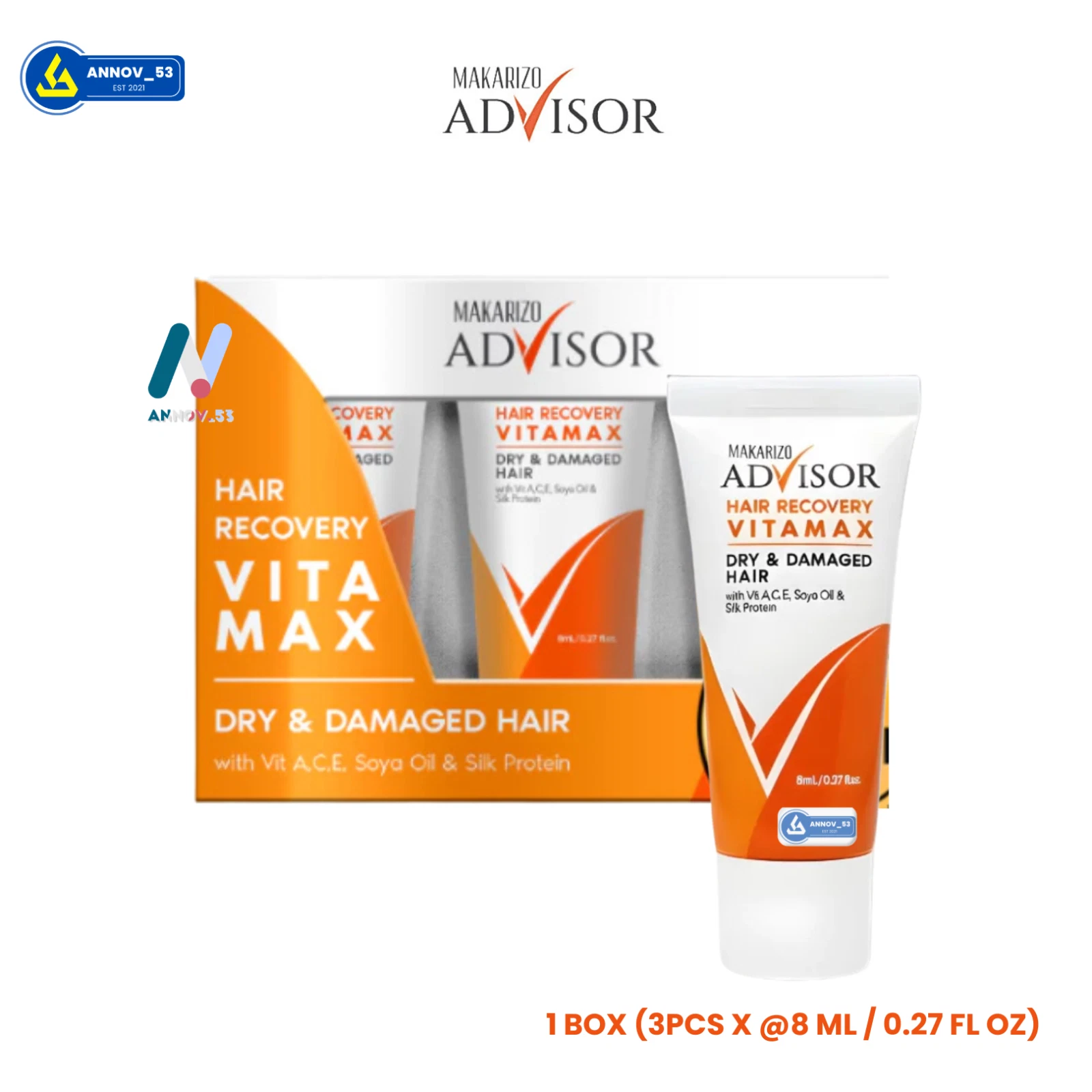 MAKARIZO Advisor Hair Serum Recovery Vitamax A C E Nourish Soft Smoot Shiny 1BOX