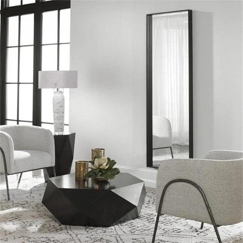 Uttermost Kahn Rectangular Oversized Iron Metal Mirror in Satin Black - Picture 3 of 7