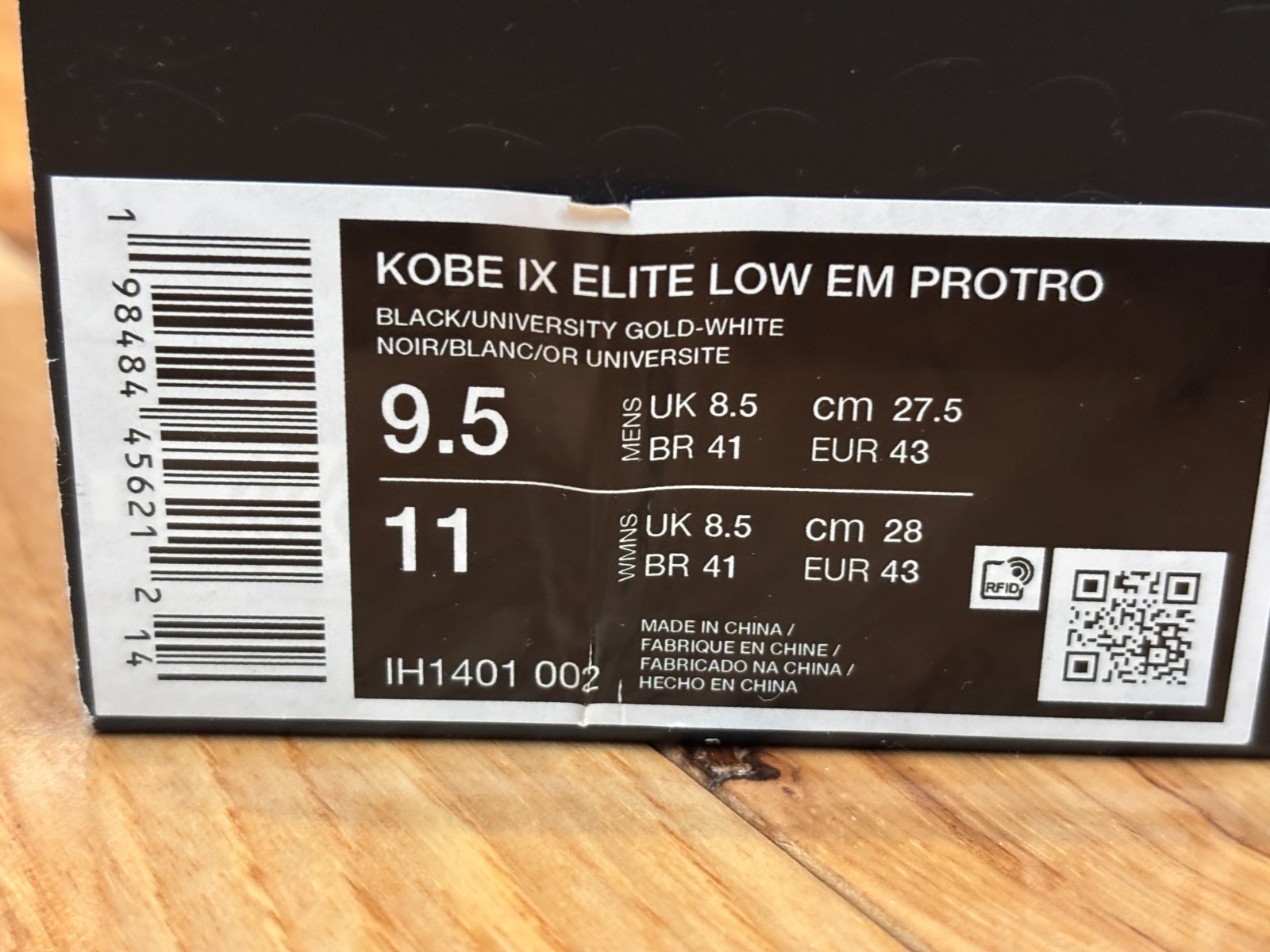 Nike Kobe IX Elite Low EM Protro Black Lakers White IH1401 002 Size 9.5 FULL BOX thumbnail 14