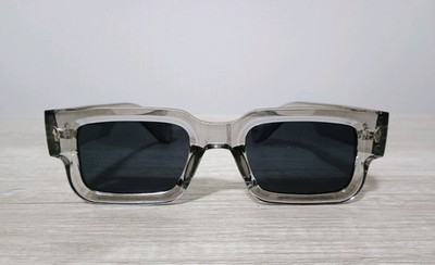 Retro Clear Rectangle Frame Sunglasses with Black Lenses unisex style