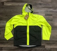 Grundens Trident Mens Medium Neon Yellow Hooded Rain Fishing Jacket New w Tags