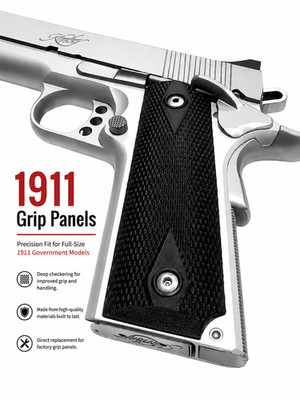 1911 Government Grip Panels Full Size Black Textured Custom Grips Made in USA