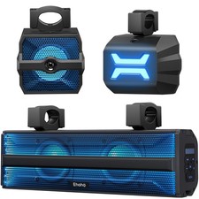 Ehaho 2.1CH Stereo UTV Sound Bar Subwoofer and Speakers, 17 17 IN, Black