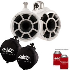 Wet Sounds REV 10 Swivel Clamp Tower Speakers with Wet Sounds Suitz Covers WHITE
