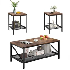 Uimoso 3 Pieces Living Room Table Sets 41.3 in Coffee Table with 2 End Tables