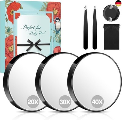 MIYADIVA Vergrößerungsspiegel Set, 20X&30X&40X Schminkspiegel mit S