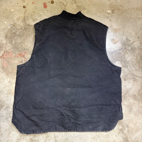 Vintage 1995 Carhartt Mens Vest 2XL VQ185 Workwear Quilted Lined Black Canvas - Picture 2 of 8
