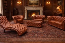 Chesterfield Luxus Leder Garnitur 3+2+1  Modell Kingston Luxus Aniline S Leder