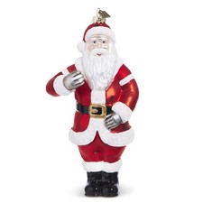 RAZ Imports EC Santa Candy Cane Holder Ornament, 8.5-inch Height, Glass