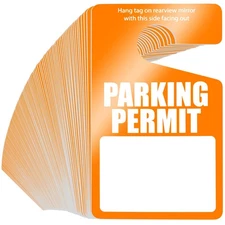 100 Pack Parking Permit Hang Tags Plastic Parking Placards PVC Hang Tag 3 x 5...
