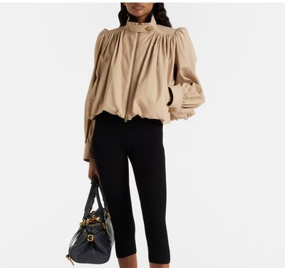 Chloe gathered cropped cotton canvas jacket