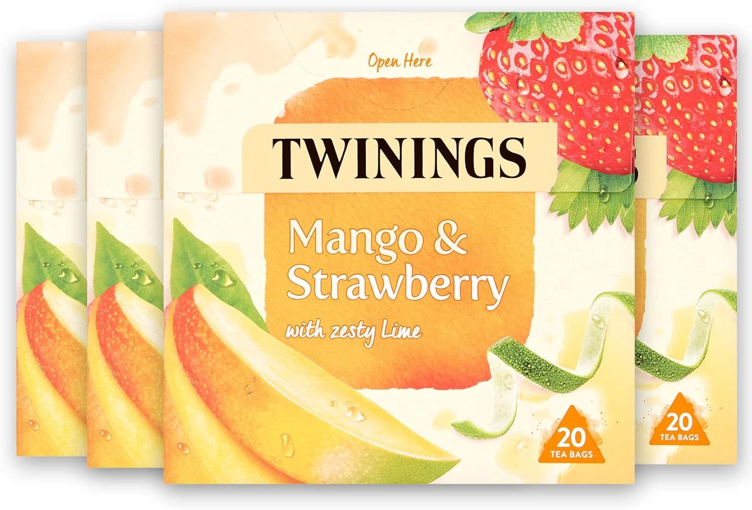 Twinings Mango, Strawberry & Lime Fruit Tea, 80 Tea Bags (Multipack of 4 x 20 T