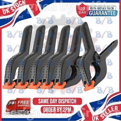 6 X GROSSE 6'' FEDERKLEMMEN MARKTSTAND PLANE ABDECKUNG KUNSTSTOFFGRIFFE CLIPS DIY