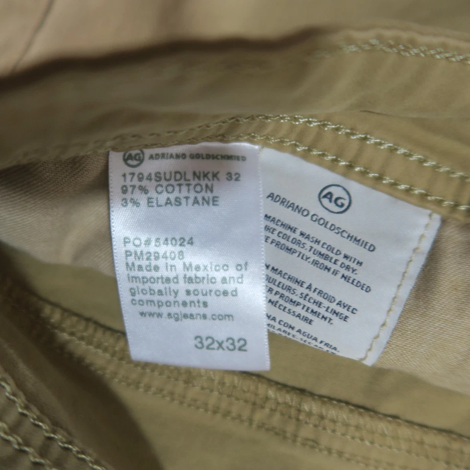 Calça masculina AG Adriano Goldschmied 32 cáqui The Everett fina reta chino 32x32 - Imagem 4 de 4