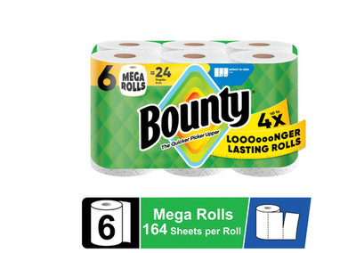 Bounty Paper Towels Select-A-Size White, 6 Mega Rolls