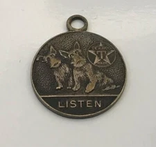 VTG 1931 TEXACO Dog Key Chain Fob/Charm Scottish Terriers