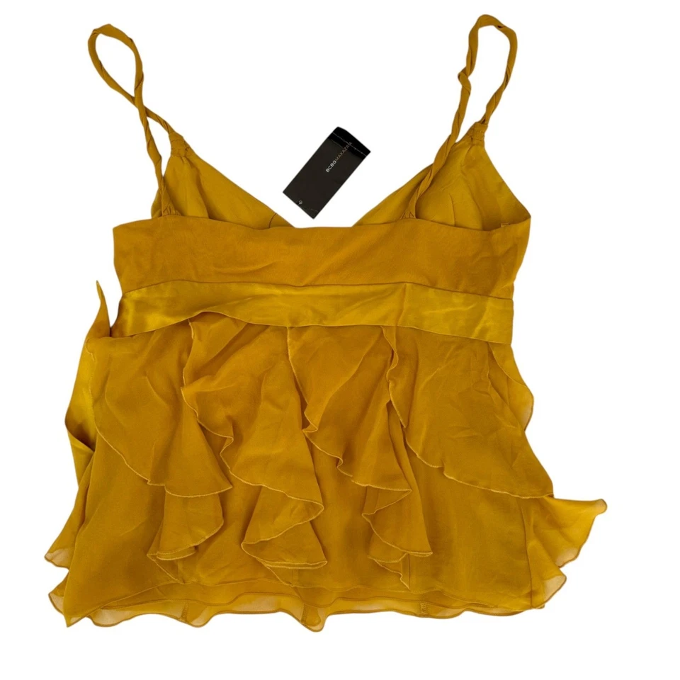 NUEVO CON ETIQUETAS BCBGMaxAzria Seda Gasa Volantes Cami Ámbar Talla M Foto 4 de 4