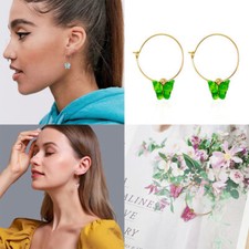 Butterfly Acrylic Women Jewelry Insect Fashion Hoop Ear Dangle Drop Earrings