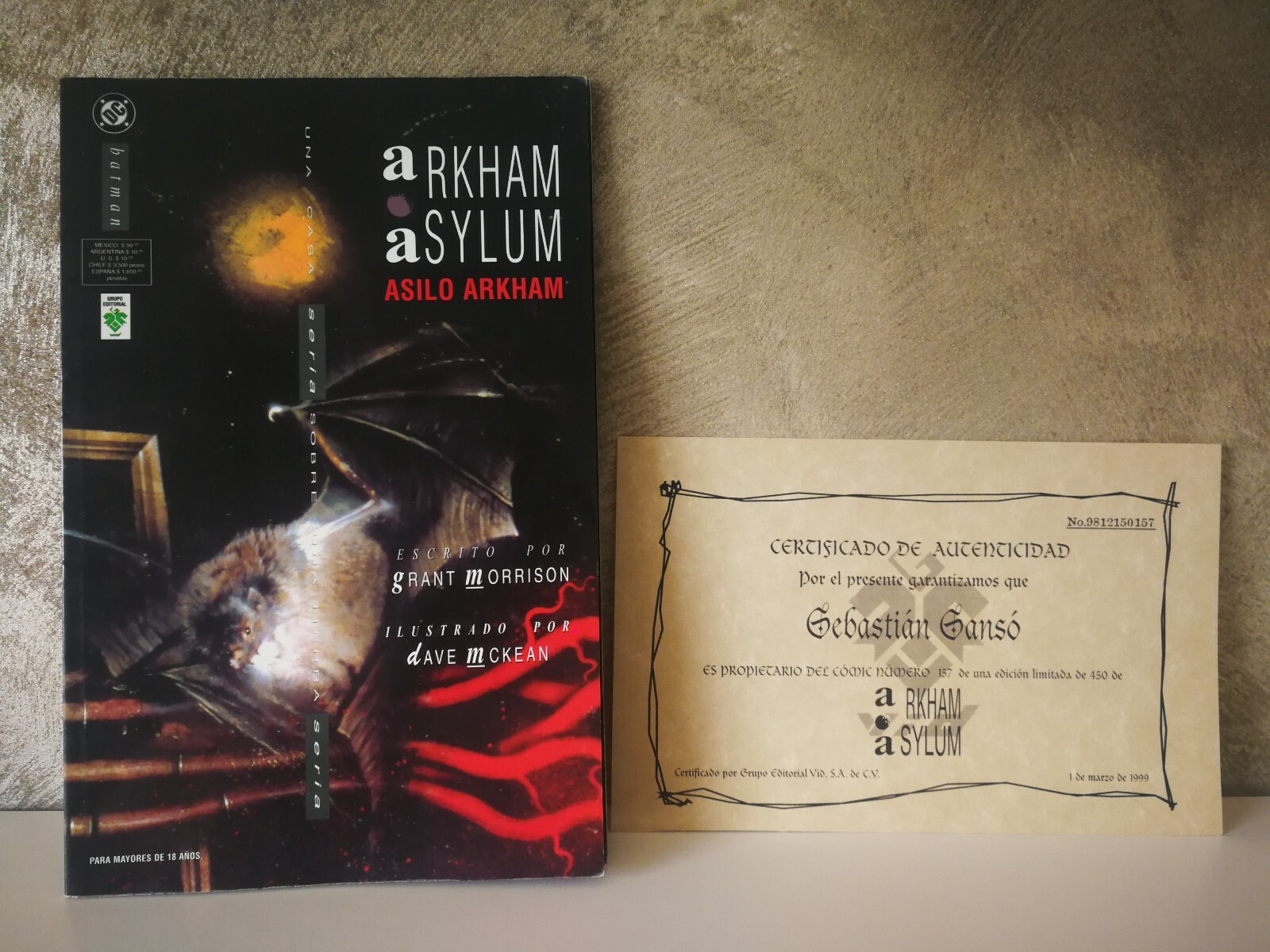 BATMAN ARKHAM ASYLUM ASILO ARKHAM EDITORIAL VID GRANT MORRISON CON CERTIFICADO