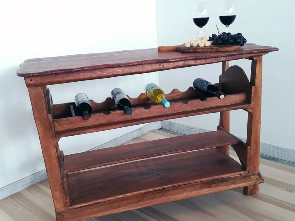 Consolle Cantinetta BAR RUSTICO VISSUTO in legno massello 120x30xh90cm SU MISURA - Immagine 3 di 4