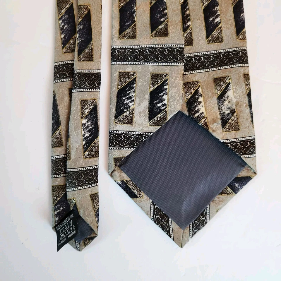 Giorgio Moreschi 男式丝绸领带几何图案意大利艺术现代领带 — 第 4/4 张图片