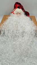 Beard Santa Claus Head with Red Black Plaid Hat 18" Hanging Light Up Decoration