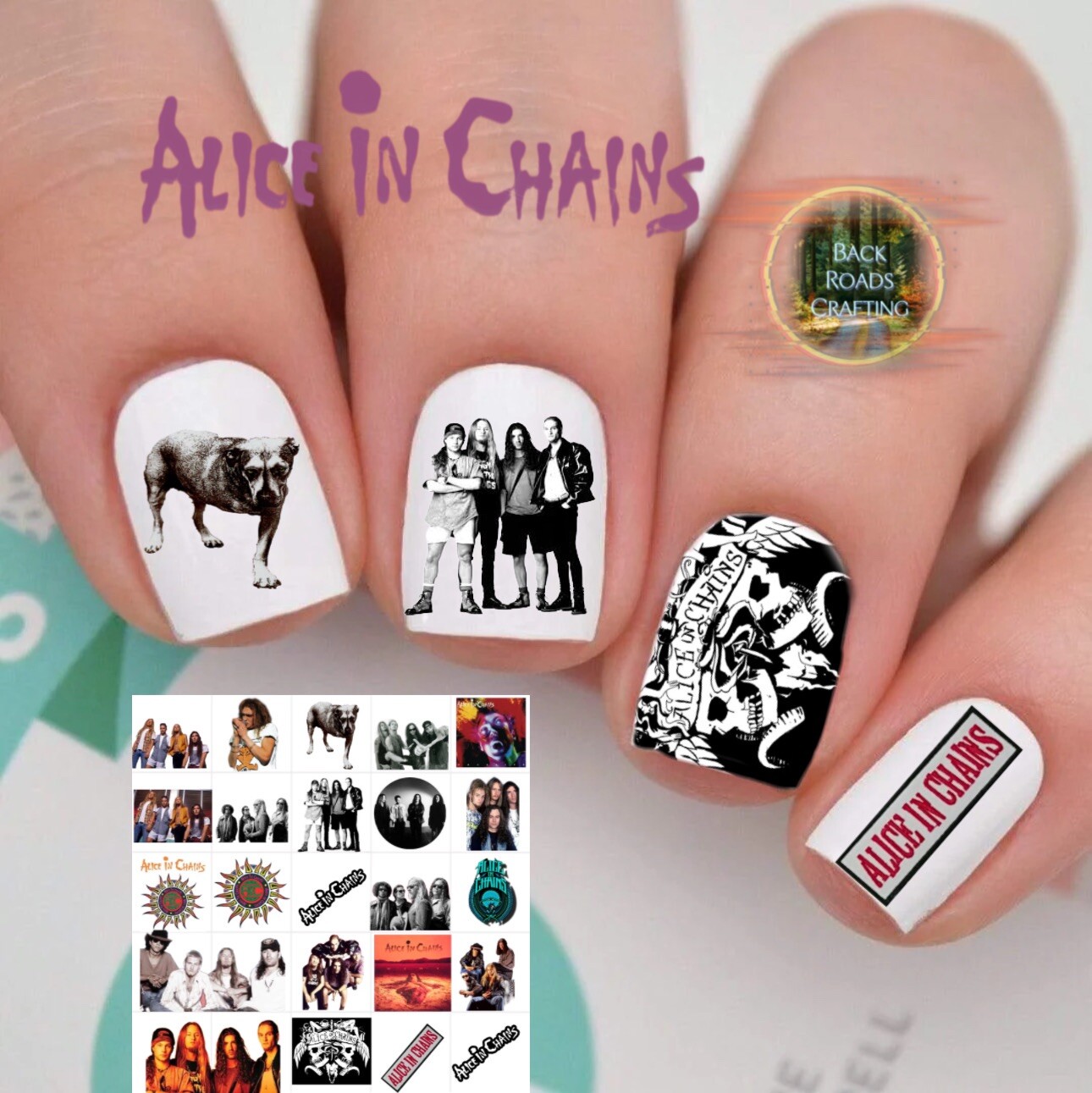 Alice In Chains Music Band Waterslide Nail Art Decals Set of 50 Instructions &