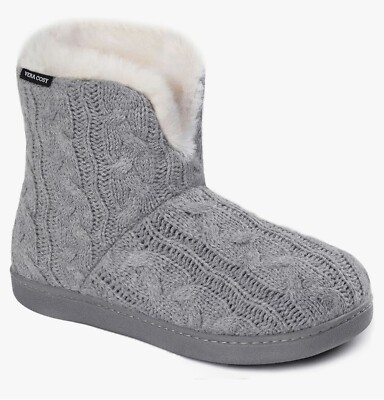 VeraCosy Ladies' Cosy Cable Knit Memory Foam Slipper Boots