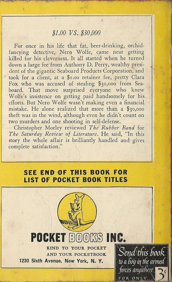 Pocket Book 208 The Rubber Band by Rex Stout Vintage Nero Wolfe Paperback VG - Image 2 of 2