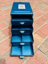Vintage Steelmasters File-A-Way Toolbox/Chest. Small Parts 4 Drawer, Blue Steel