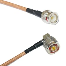 RG142 Silver BNC MALE to N MALE ANGLE Coax RF Cable USA Lot