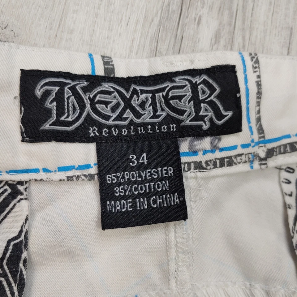 Dexter Revolution Men's Grid Shorts 34 Embroidered Logo White Blue Y2K - Image 2 of 4