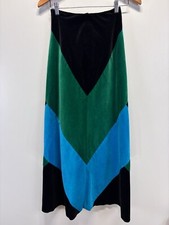 Vtg Midge Grant Velvet Maxi Skirt Sz 6 Women  s Chevron Whimsigoth 70s 24  Waist