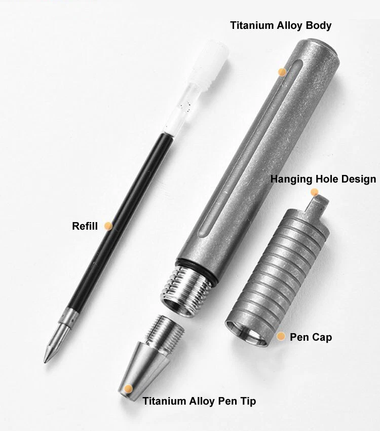EDC Titanium Alloy Keychain Ballpoint Pen Outdoor Mini Portable Signature Tools - Image 4 of 4