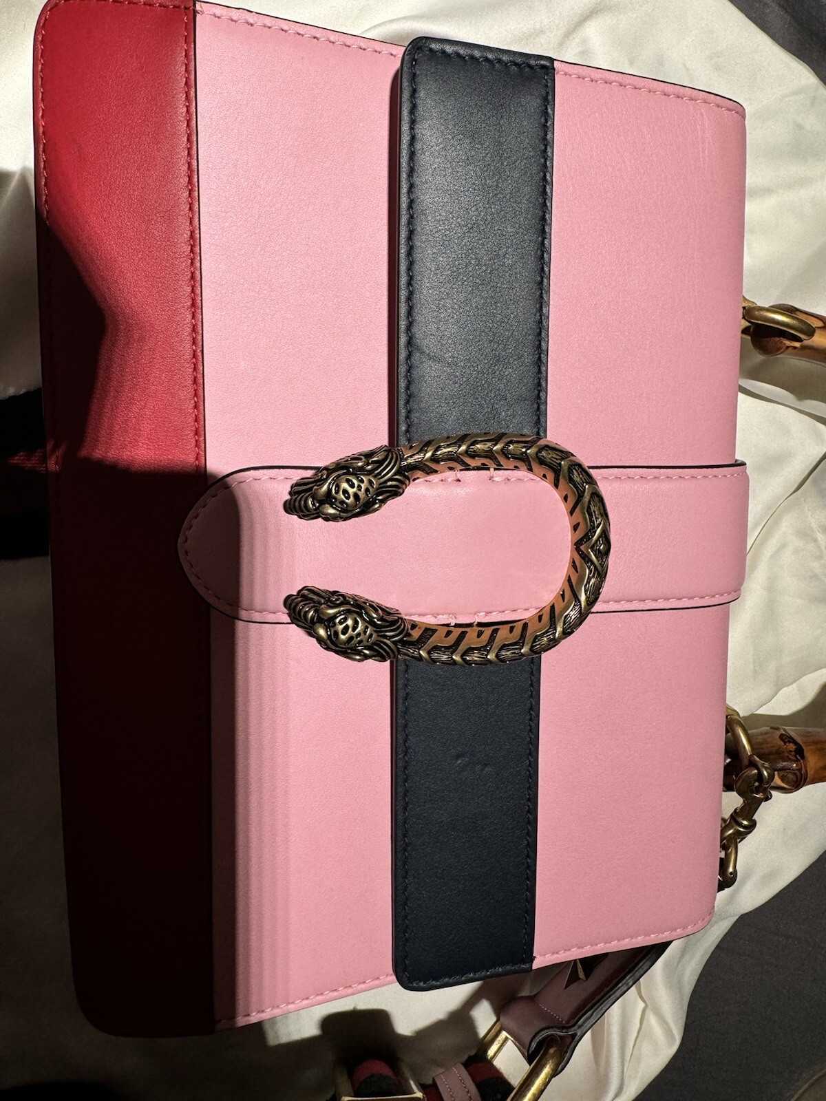 authentic Gucci  Dionysus Bamboo leather handbag Pink Used Once image 9