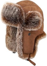 Chapka en Suédine Fausse Fourrure - Protection Coupe-Vent pour l'Hiver Marron