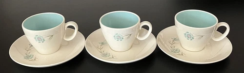 3 - Taylor Smith & Taylor Ever Yours BOUTONNIERE Coffee Tea Cup & Saucer Set.