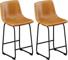 Bar Stools Set of 2, Faux Leather Counter Height Barstools, 30 Inch Counter Stoo