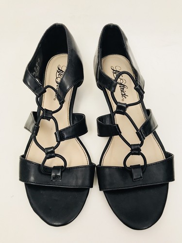 LIFE STRIDE Slip On Sandals Shoes Womens Sz 7.5M Black Leather Crisscross Straps - Picture 4 of 9