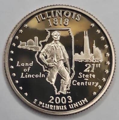 2003 S Gem Proof DCAM Illinois State Quarter - CN-Clad