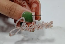 Custom 7 Letter Name Round Cut Natural Diamonds Birthday Gift Pendant 925 Silver