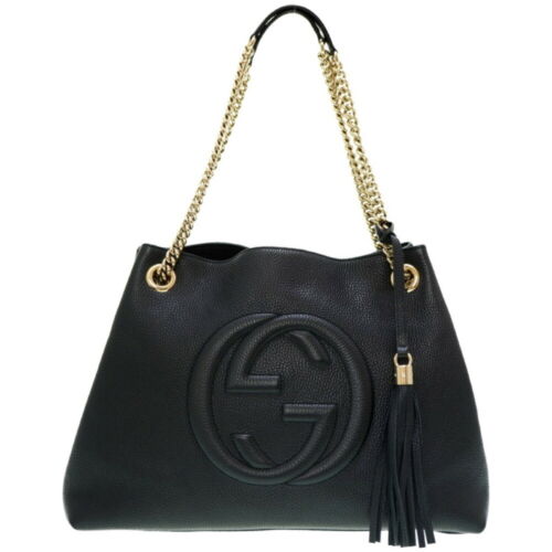 Gucci Soho Black Leather Tote Bag Authentic - 第 1/8 張圖片