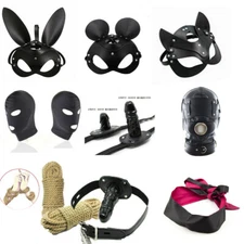 Bondage Harness Head Hood/Blindfold/Rope/Mouth Gag Plug Top Bra Restraint BDSM