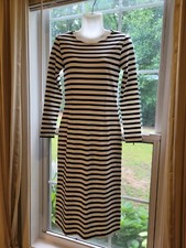 j crew dress, Cream&black Stripe, Size 0, cotton dress