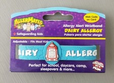 DAIRY Allergy Wristband AllerMates Alert Medical ID Silicone Safety Bracelet