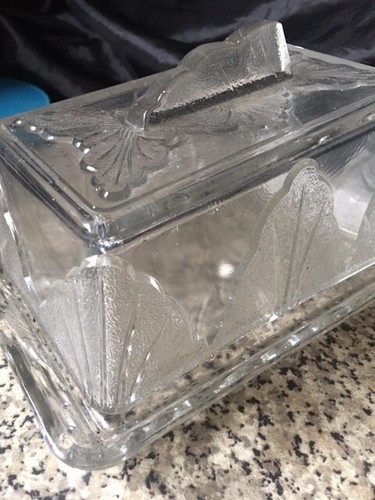 Art Deco Glass Cheese Platter Dish & lid By Sherdley Glassworks Large Heavy 1920 - Picture 13 of 21