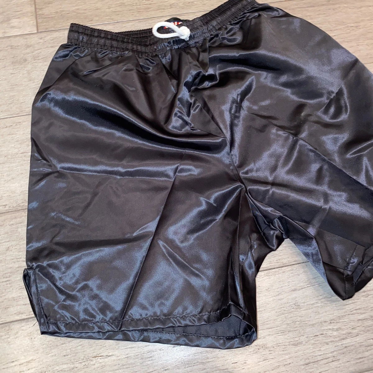 NEW Vtg Athletic Shorts Mens Small YALE Glanz Nylon wet look Shiny Black VTG 80s