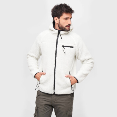 Brandit Teddyfleece Worker Jacket Warm Strassenmode Herren Mantel Winter Weiß
