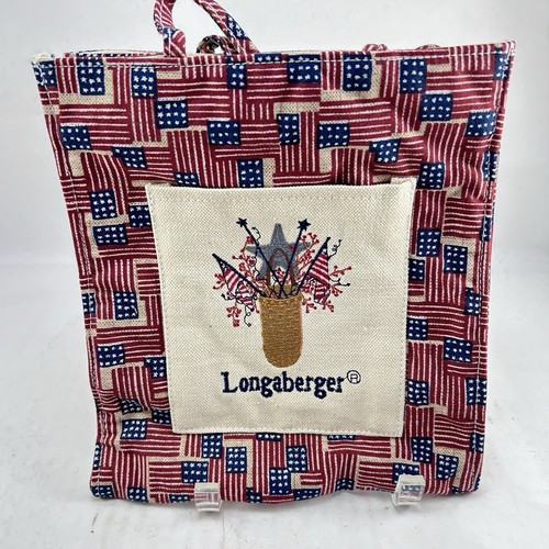 Longaberger Homestead Soft Canvas Floral Flag Summer Tote Bag Made in USA