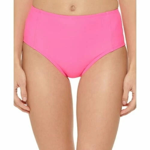 DKNY Womens Seamed High-waist Bikini Bottoms Swimwear Neon Pink size M - Image 2 of 2
